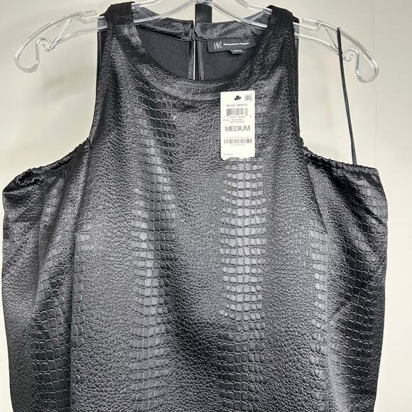 INC Cold‎ Shoulder Blouse-medium-black faux snake skin pattern, slight sheen - Picture 1 of 7